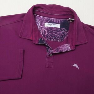 Tommy Bahama Polo Shirt Mens XL Purple Island Zone Long Sleeve Supima Cotton